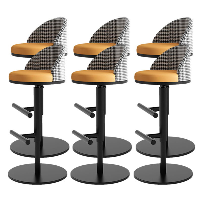 Adjustable Height Armless ar Chair Modern Upholstered Rotatable Bar Stool Orange 6 Piece Set Bar Stool(31"H) Clearhalo 'Bar Furniture' 'Bar Stools' 'bar_stools' 'furn' 'furn_bar_stools' 'Furniture' 'Kitchen & Dining Furniture' 5790809