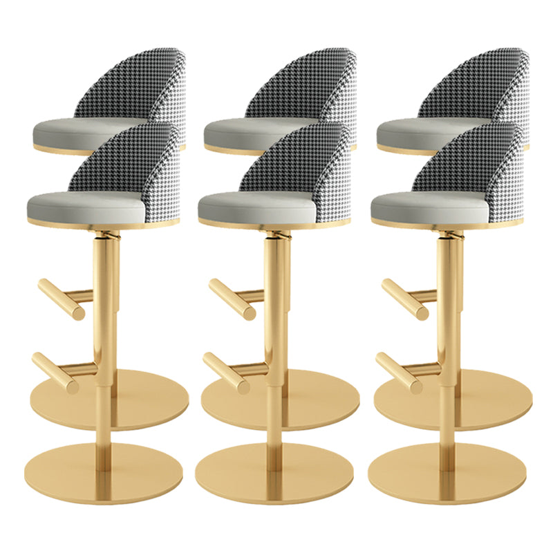 Adjustable Height Armless ar Chair Modern Upholstered Rotatable Bar Stool Grey-Gold 6 Piece Set Bar Stool(31"H) Clearhalo 'Bar Furniture' 'Bar Stools' 'bar_stools' 'furn' 'furn_bar_stools' 'Furniture' 'Kitchen & Dining Furniture' 5790810