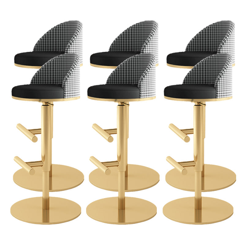 Adjustable Height Armless ar Chair Modern Upholstered Rotatable Bar Stool Black-Gold 6 Piece Set Bar Stool(31"H) Clearhalo 'Bar Furniture' 'Bar Stools' 'bar_stools' 'furn' 'furn_bar_stools' 'Furniture' 'Kitchen & Dining Furniture' 5790811