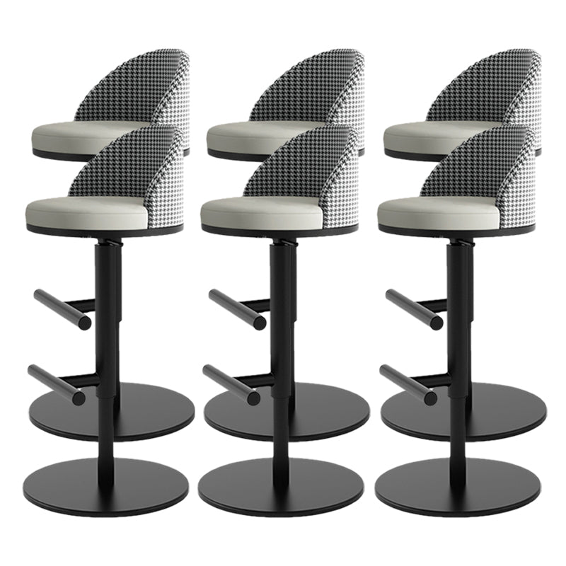 Adjustable Height Armless ar Chair Modern Upholstered Rotatable Bar Stool Grey 6 Piece Set Bar Stool(31"H) Clearhalo 'Bar Furniture' 'Bar Stools' 'bar_stools' 'furn' 'furn_bar_stools' 'Furniture' 'Kitchen & Dining Furniture' 5790812