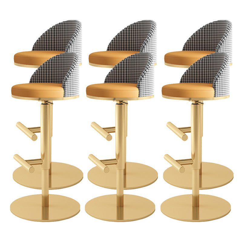 Adjustable Height Armless ar Chair Modern Upholstered Rotatable Bar Stool Orange Gold 6 Piece Set Bar Stool(31"H) Clearhalo 'Bar Furniture' 'Bar Stools' 'bar_stools' 'furn' 'furn_bar_stools' 'Furniture' 'Kitchen & Dining Furniture' 5790813