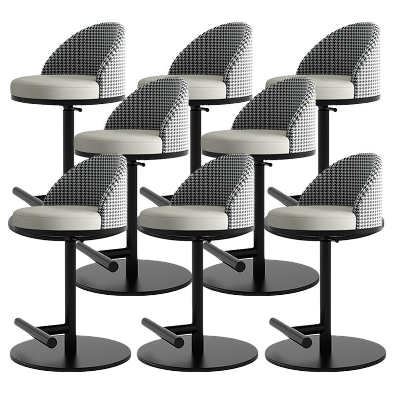 Adjustable Height Armless ar Chair Modern Upholstered Rotatable Bar Stool Grey 8 Piece Set Counter Stool (23.5"H) Clearhalo 'Bar Furniture' 'Bar Stools' 'bar_stools' 'furn' 'furn_bar_stools' 'Furniture' 'Kitchen & Dining Furniture' 5790814