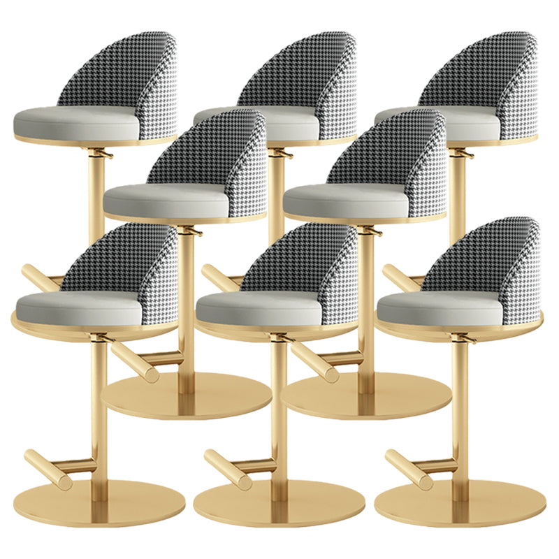 Adjustable Height Armless ar Chair Modern Upholstered Rotatable Bar Stool Grey-Gold 8 Piece Set Counter Stool (23.5"H) Clearhalo 'Bar Furniture' 'Bar Stools' 'bar_stools' 'furn' 'furn_bar_stools' 'Furniture' 'Kitchen & Dining Furniture' 5790815