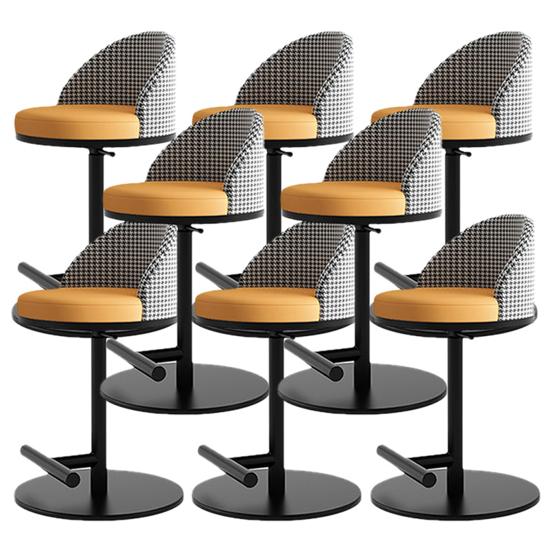 Adjustable Height Armless ar Chair Modern Upholstered Rotatable Bar Stool Orange 8 Piece Set Counter Stool (23.5"H) Clearhalo 'Bar Furniture' 'Bar Stools' 'bar_stools' 'furn' 'furn_bar_stools' 'Furniture' 'Kitchen & Dining Furniture' 5790816