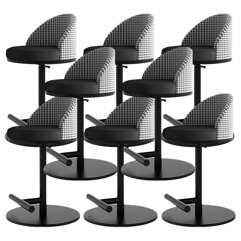 Adjustable Height Armless ar Chair Modern Upholstered Rotatable Bar Stool Black 8 Piece Set Counter Stool (23.5"H) Clearhalo 'Bar Furniture' 'Bar Stools' 'bar_stools' 'furn' 'furn_bar_stools' 'Furniture' 'Kitchen & Dining Furniture' 5790817