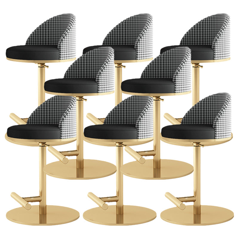Adjustable Height Armless ar Chair Modern Upholstered Rotatable Bar Stool Black-Gold 8 Piece Set Counter Stool (23.5"H) Clearhalo 'Bar Furniture' 'Bar Stools' 'bar_stools' 'furn' 'furn_bar_stools' 'Furniture' 'Kitchen & Dining Furniture' 5790818