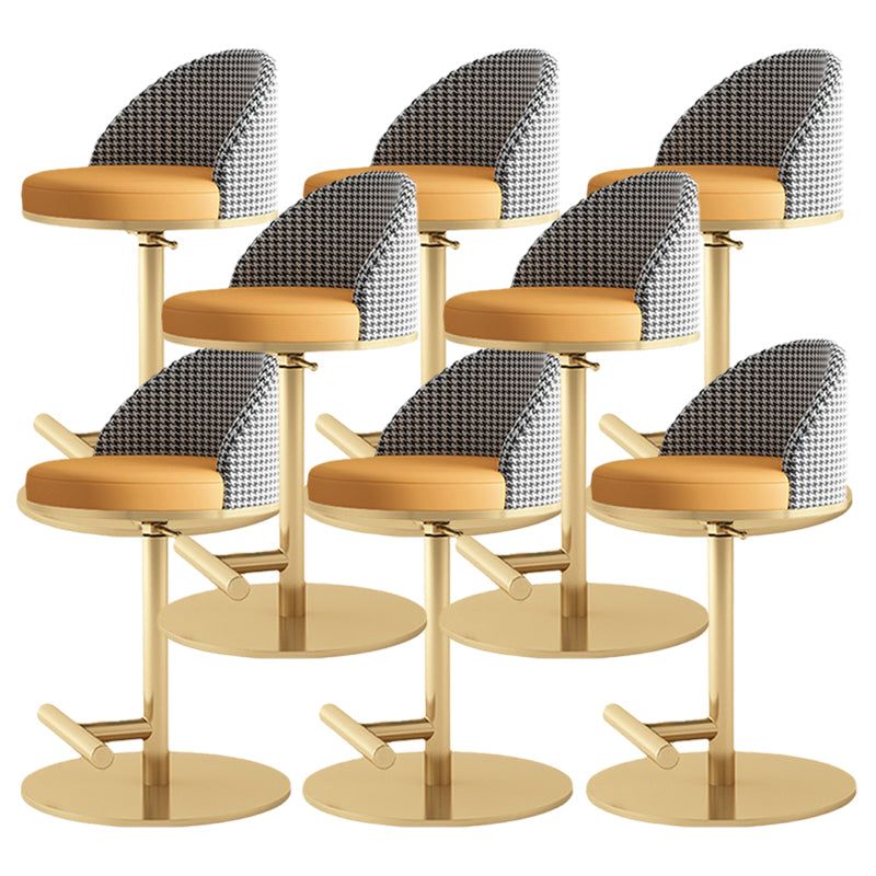 Adjustable Height Armless ar Chair Modern Upholstered Rotatable Bar Stool Orange Gold 8 Piece Set Counter Stool (23.5"H) Clearhalo 'Bar Furniture' 'Bar Stools' 'bar_stools' 'furn' 'furn_bar_stools' 'Furniture' 'Kitchen & Dining Furniture' 5790819