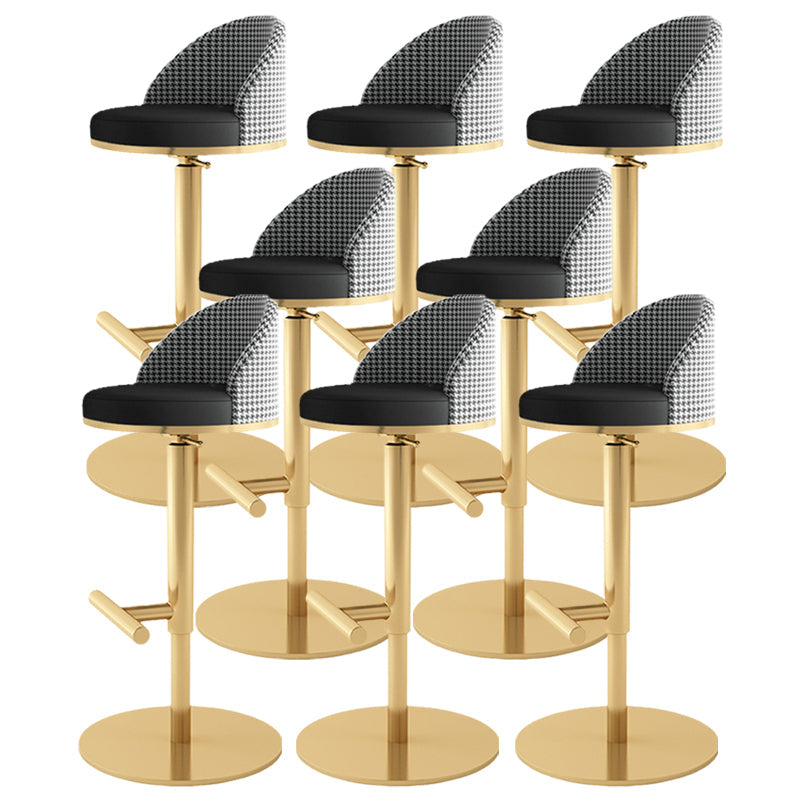 Adjustable Height Armless ar Chair Modern Upholstered Rotatable Bar Stool Black-Gold 8 Piece Set Bar Stool(31"H) Clearhalo 'Bar Furniture' 'Bar Stools' 'bar_stools' 'furn' 'furn_bar_stools' 'Furniture' 'Kitchen & Dining Furniture' 5790823