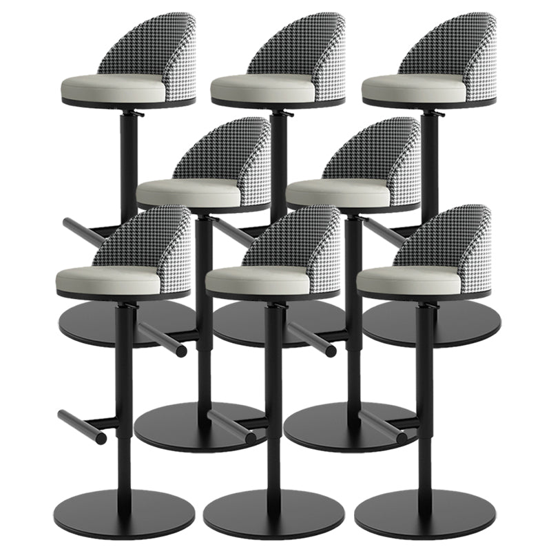Adjustable Height Armless ar Chair Modern Upholstered Rotatable Bar Stool Grey 8 Piece Set Bar Stool(31"H) Clearhalo 'Bar Furniture' 'Bar Stools' 'bar_stools' 'furn' 'furn_bar_stools' 'Furniture' 'Kitchen & Dining Furniture' 5790824