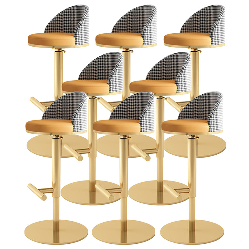 Adjustable Height Armless ar Chair Modern Upholstered Rotatable Bar Stool Orange Gold 8 Piece Set Bar Stool(31"H) Clearhalo 'Bar Furniture' 'Bar Stools' 'bar_stools' 'furn' 'furn_bar_stools' 'Furniture' 'Kitchen & Dining Furniture' 5790825