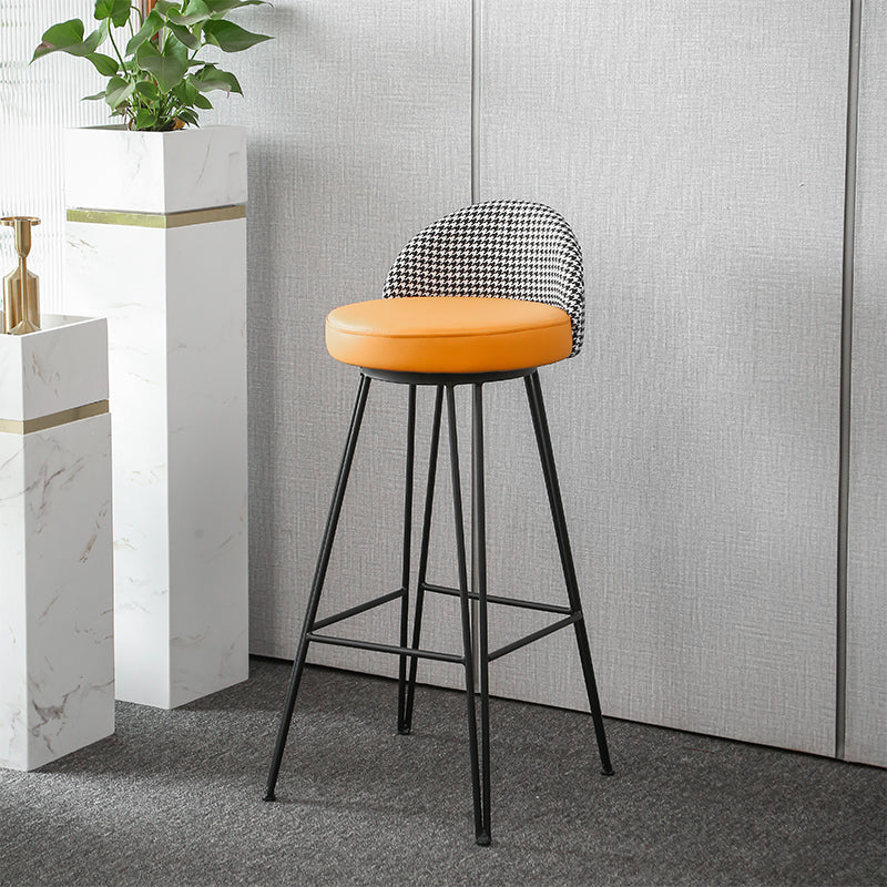 Metal Footrest Bar Stool Industrial Upholstered Armless Bar Chair