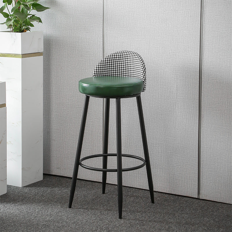 Metal Footrest Bar Stool Industrial Upholstered Armless Bar Chair