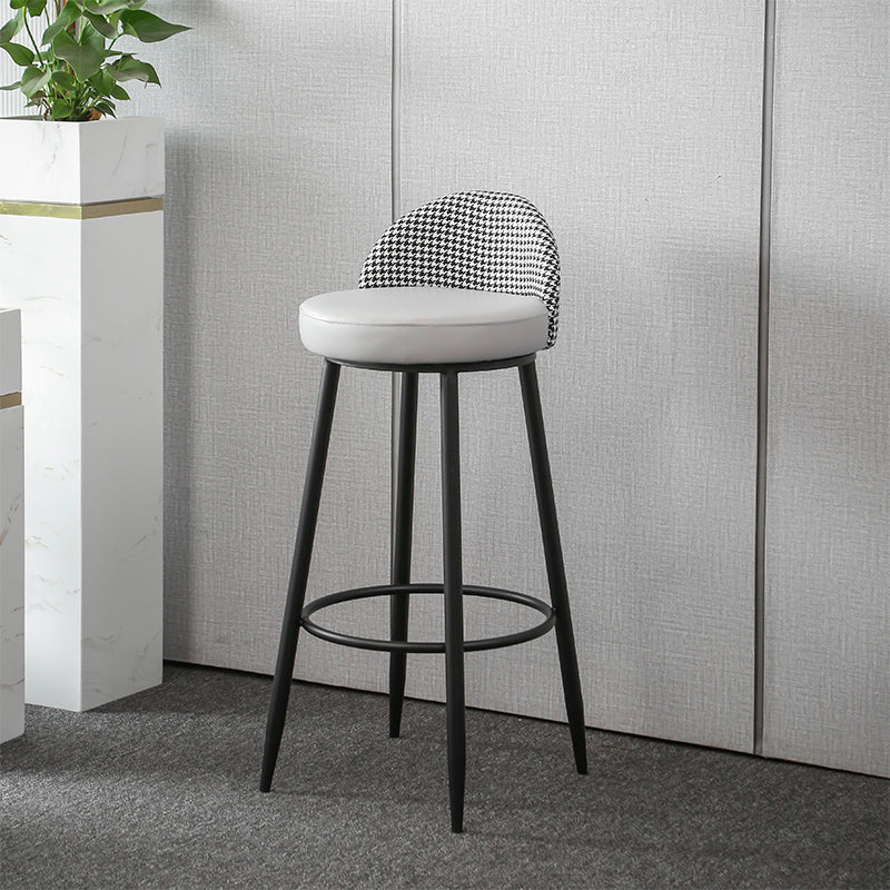 Metal Footrest Bar Stool Industrial Upholstered Armless Bar Chair