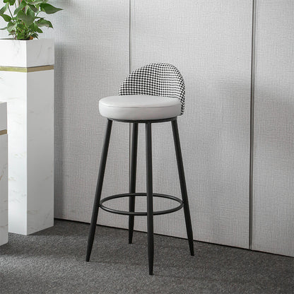 Metal Footrest Bar Stool Industrial Upholstered Armless Bar Chair