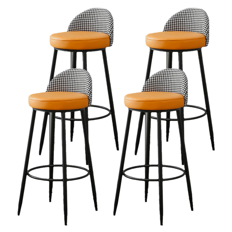 Metal Footrest Bar Stool Industrial Upholstered Armless Bar Chair