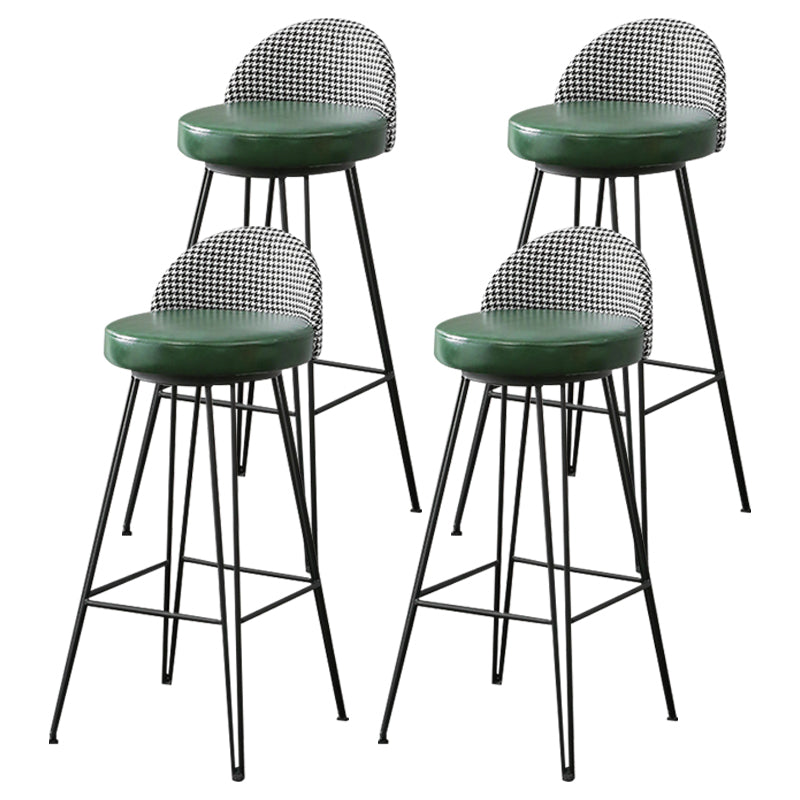 Metal Footrest Bar Stool Industrial Upholstered Armless Bar Chair