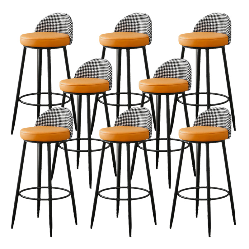 Metal Footrest Bar Stool Industrial Upholstered Armless Bar Chair