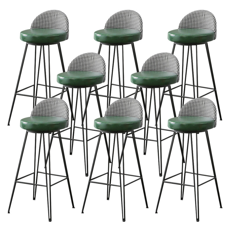 Metal Footrest Bar Stool Industrial Upholstered Armless Bar Chair