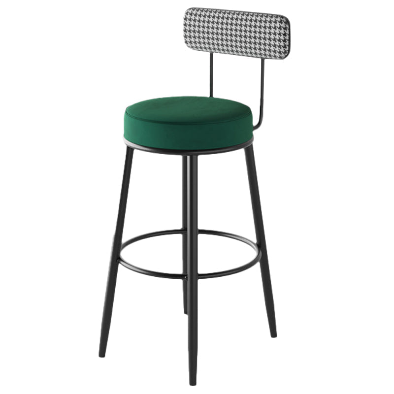 Contemporary Matte Finish Velvet Stool Milk Tea Shop Footrest Barstool