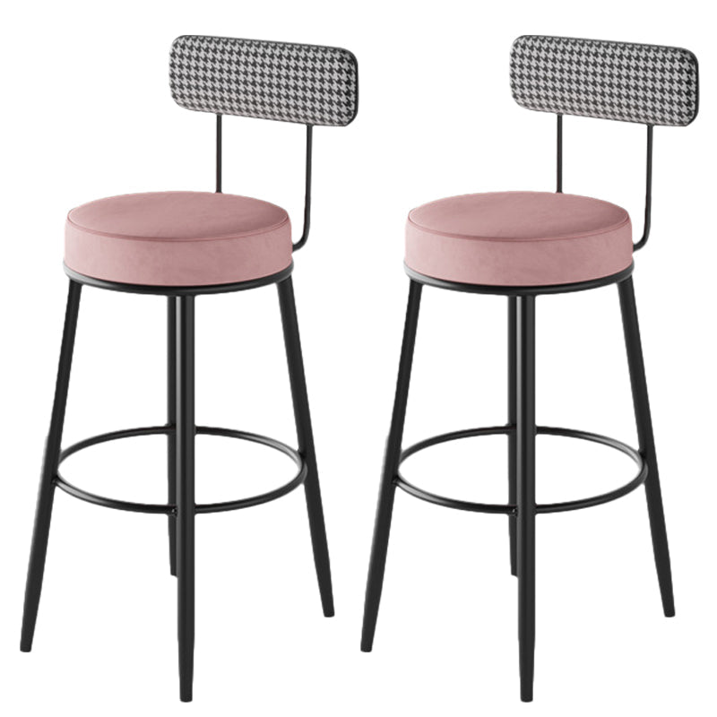 Contemporary Matte Finish Velvet Stool Milk Tea Shop Footrest Barstool