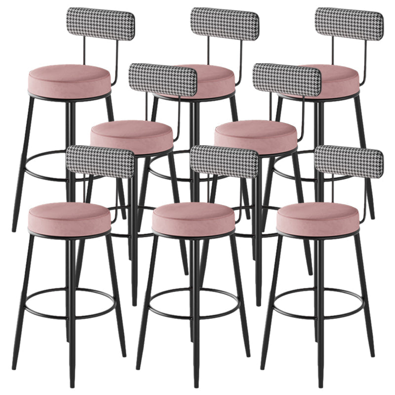 Contemporary Matte Finish Velvet Stool Milk Tea Shop Footrest Barstool