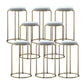 Scandinavische stapelbare tegenkruk van stof en kunstleer met ronde zitting