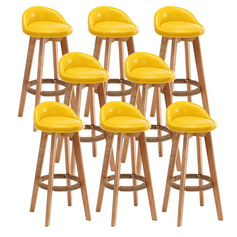 Scandinavian Wood Barstool Fabric Upholstered Counter Stool with Swivel Yellow 8 Piece Set Clearhalo 'Bar Furniture' 'Bar Stools' 'bar_stools' 'furn' 'furn_bar_stools' 'Furniture' 'Kitchen & Dining Furniture' 5791191
