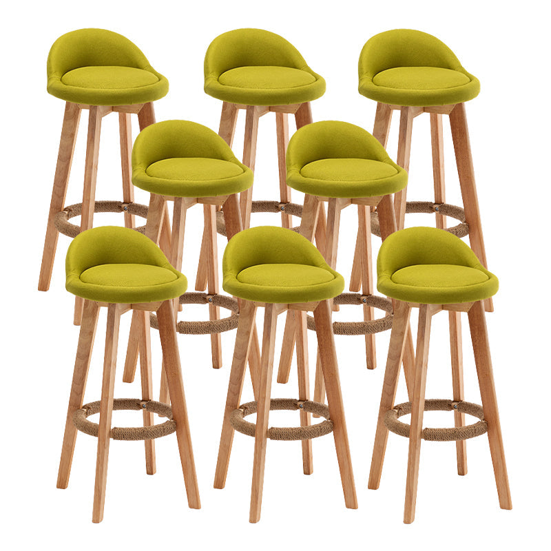 Scandinavian Wood Barstool Fabric Upholstered Counter Stool with Swivel Green 8 Piece Set Clearhalo 'Bar Furniture' 'Bar Stools' 'bar_stools' 'furn' 'furn_bar_stools' 'Furniture' 'Kitchen & Dining Furniture' 5791196