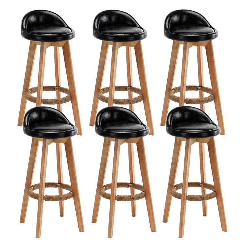 Scandinavian Wood Barstool Fabric Upholstered Counter Stool with Swivel Black 6 Piece Set Clearhalo 'Bar Furniture' 'Bar Stools' 'bar_stools' 'furn' 'furn_bar_stools' 'Furniture' 'Kitchen & Dining Furniture' 5791200