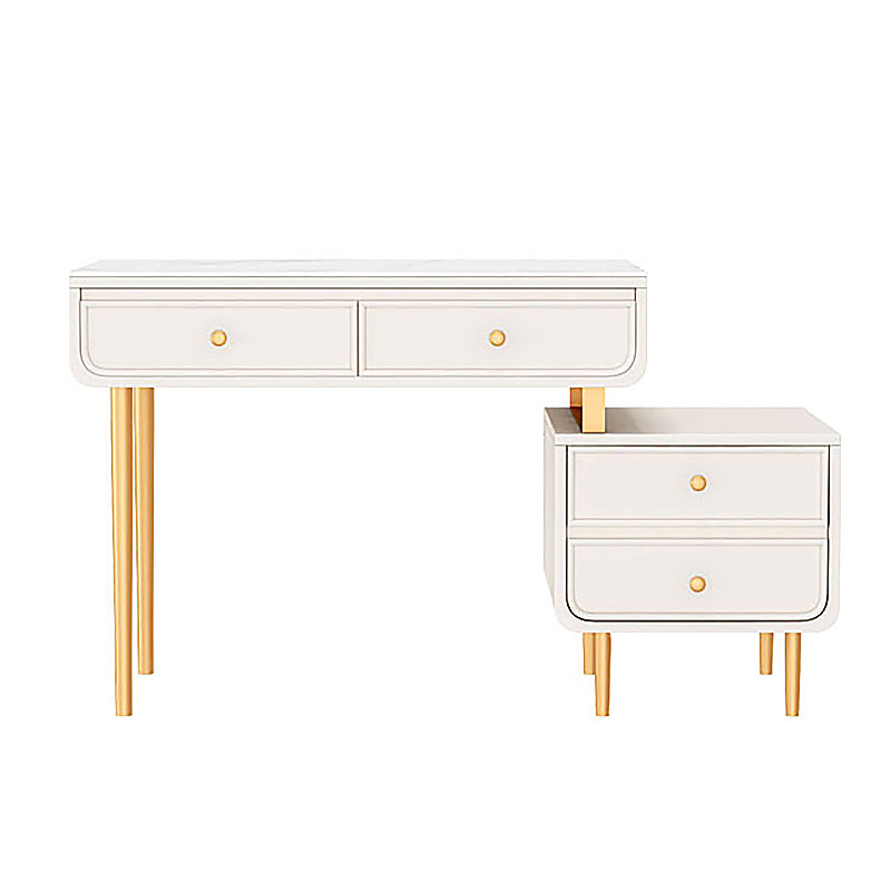 Tocador de maquillaje de dormitorio en tope de top de piedra blanca/gris
