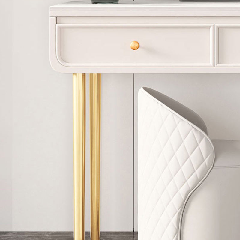 Tocador de maquillaje de dormitorio en tope de top de piedra blanca/gris