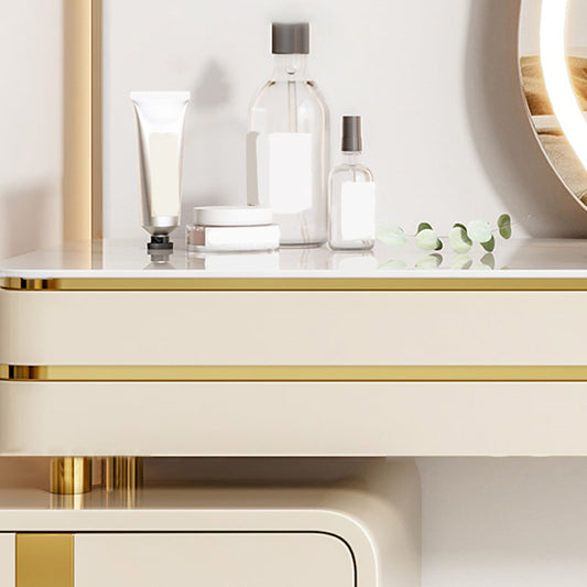 2-schüchternen Waschtisch Make-up-Tisch Set Eitelkeithocker 31,5 "hoher Eitelkeit in Gold