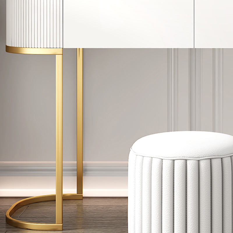 5 Drawers Vanity Set with Padded Stool 29.52" High Dresser in White Clearhalo 'Bedroom Furniture' 'furn' 'furn_makeup_vanities' 'Furniture' 'Makeup Vanities' 'makeup_vanities' 5791264