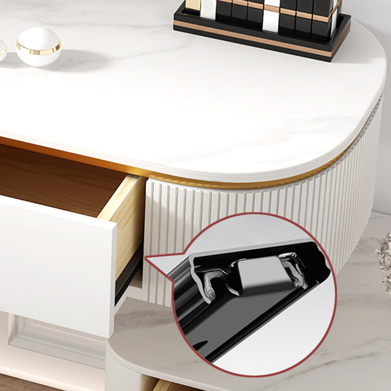 5 Drawers Vanity Set with Padded Stool 29.52" High Dresser in White Clearhalo 'Bedroom Furniture' 'furn' 'furn_makeup_vanities' 'Furniture' 'Makeup Vanities' 'makeup_vanities' 5791265