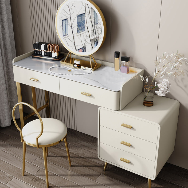 5 Schubladen Make -up Tisch Schreibtisch Eitelkeit Stein Top Dresser in Weiß