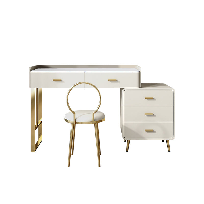 5 Schubladen Make -up Tisch Schreibtisch Eitelkeit Stein Top Dresser in Weiß