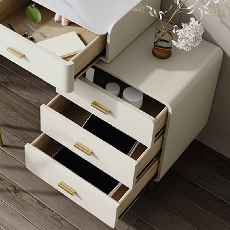 5 Schubladen Make -up Tisch Schreibtisch Eitelkeit Stein Top Dresser in Weiß