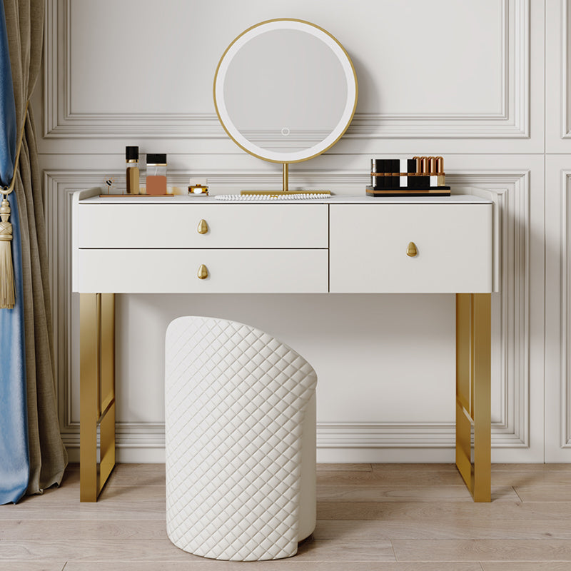 Dresseur beige ensemble avec tiroirs de rangement vanité de maquillage en pierre