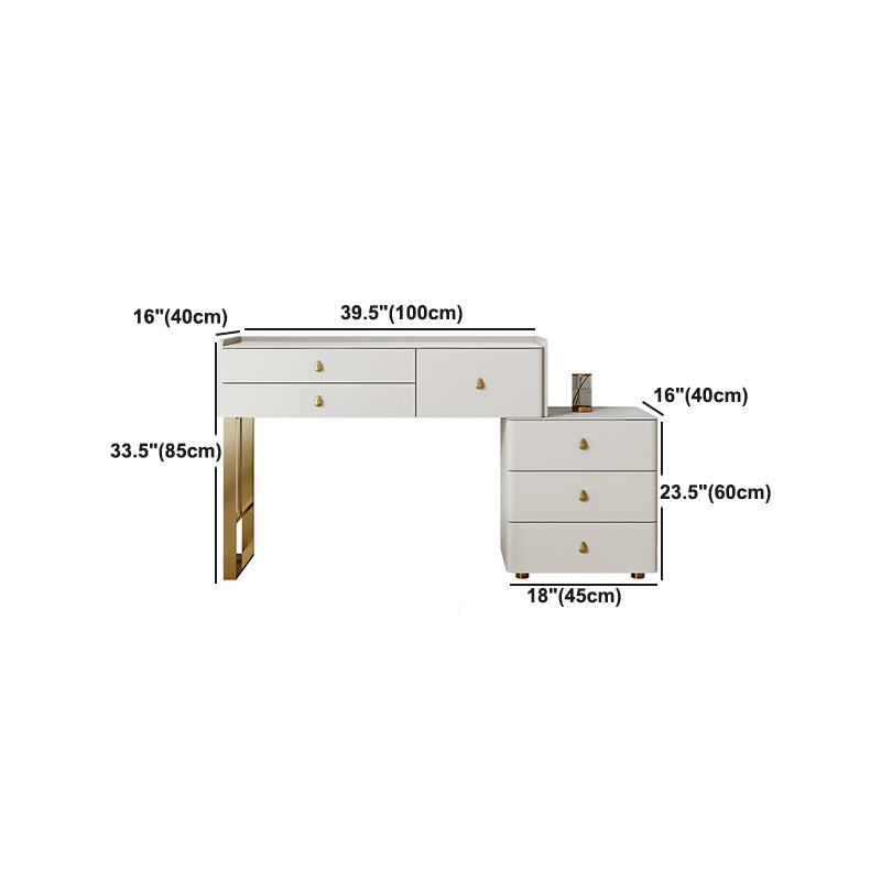 Dresseur beige ensemble avec tiroirs de rangement vanité de maquillage en pierre