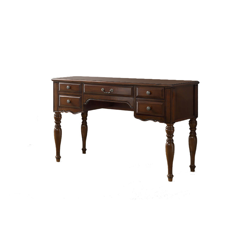 Traditionele make -up ijdelheid in bruine rubberen houten kaptafel