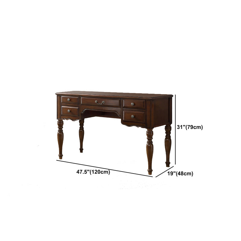 Traditionele make -up ijdelheid in bruine rubberen houten kaptafel