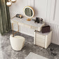 5-Drawer Vanity Makeup Table Set Metal Dressing Table with Padded Stool Clearhalo 'Bedroom Furniture' 'furn' 'furn_makeup_vanities' 'Furniture' 'Makeup Vanities' 'makeup_vanities' 5791331