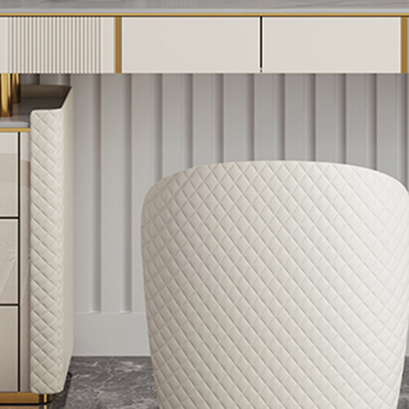 5-Drawer Vanity Makeup Table Set Metal Dressing Table with Padded Stool Clearhalo 'Bedroom Furniture' 'furn' 'furn_makeup_vanities' 'Furniture' 'Makeup Vanities' 'makeup_vanities' 5791335