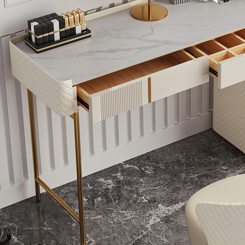 5-Drawer Vanity Makeup Table Set Metal Dressing Table with Padded Stool Clearhalo 'Bedroom Furniture' 'furn' 'furn_makeup_vanities' 'Furniture' 'Makeup Vanities' 'makeup_vanities' 5791337