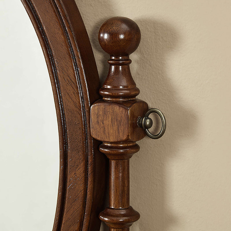 Gespiegelde houten make -upkruidtafel ontlasting in bruine afwerking