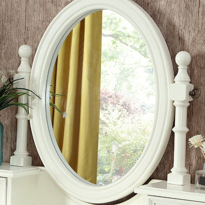 Traditionele gespiegelde make-up ijdelheid rubberen houten kaptafel ontlasting set