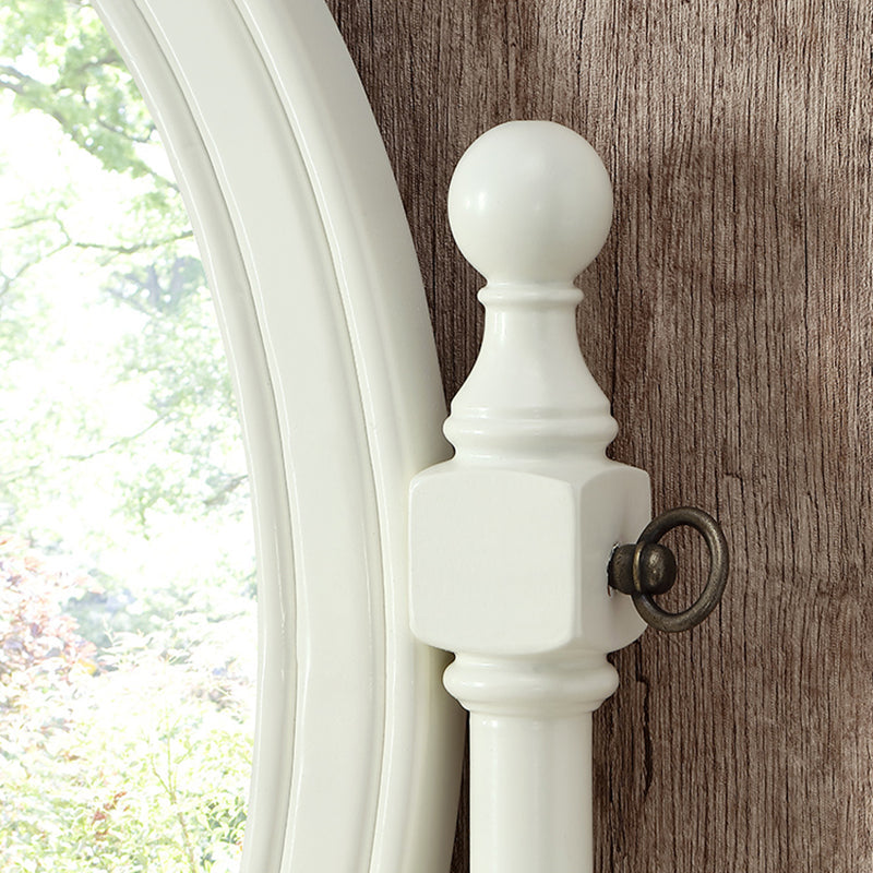 Traditionele gespiegelde make-up ijdelheid rubberen houten kaptafel ontlasting set