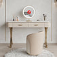 Metal with Padded Stool Vanity Table Luxurious Makeup Desk in Beige