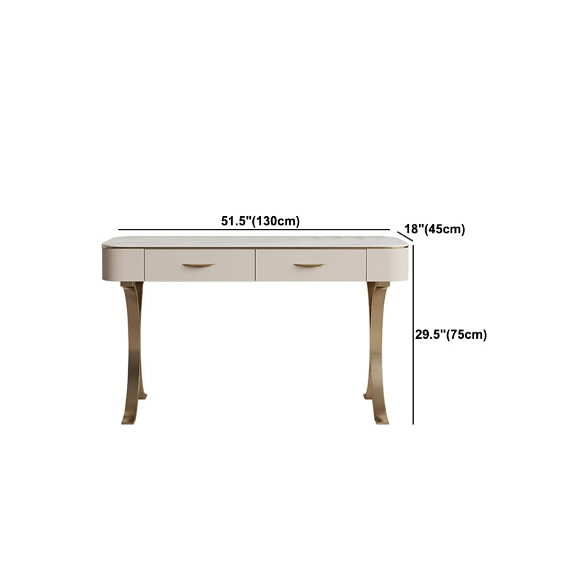 Metal with Padded Stool Vanity Table Luxurious Makeup Desk in Beige