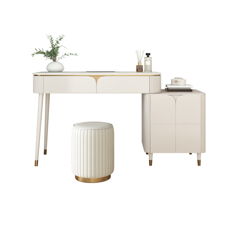 Witte stenen top ijdelheid met laden 29.52 "H ijdelheid set met ontlasting